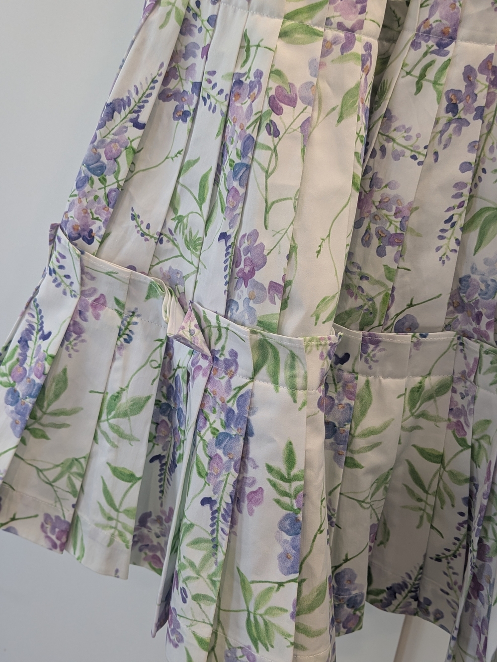 Hill House White Floral Smocked Ruffle Mini Dress in Lavender and Green - Picture 2 of 9